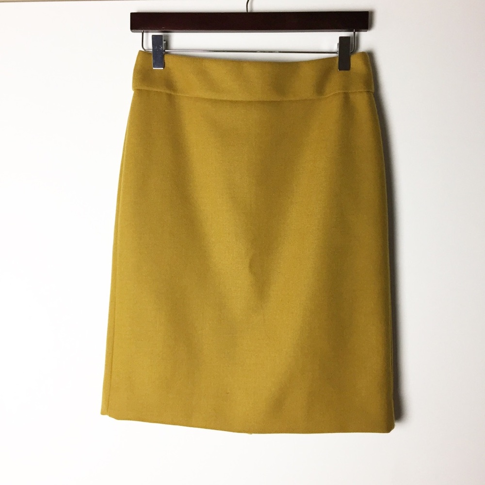 J. Crew Mustard Pencil Skirt